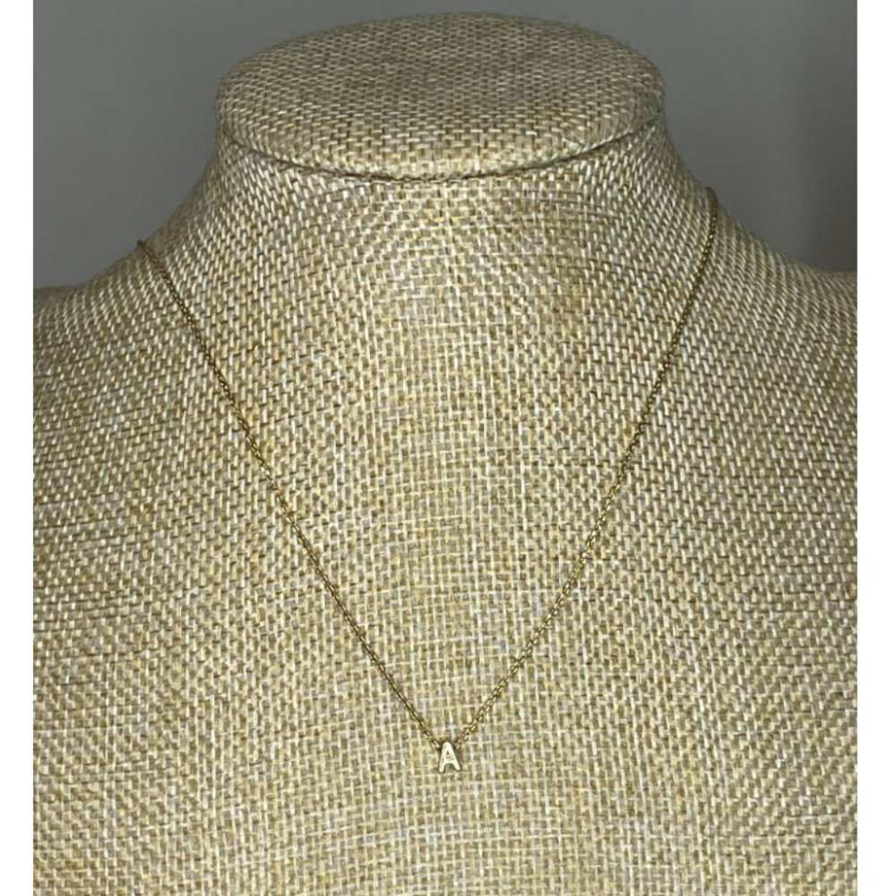 14K Gold Plated Small Letter 'A' Pendant Clasp Necklace